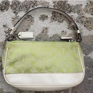 Coach Light Green and White Shoulder Bag